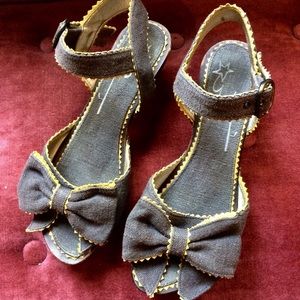 Anthropologie Retro Pinking Bow Sandals Summer